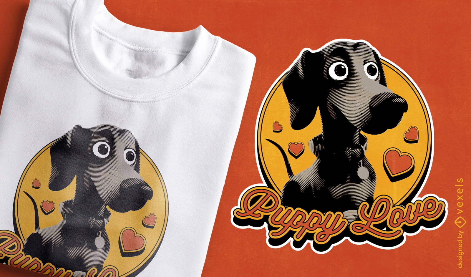 Diseño de camiseta 3D animal de cachorro negro