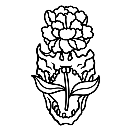 Design intrincado de caveira floral Desenho PNG