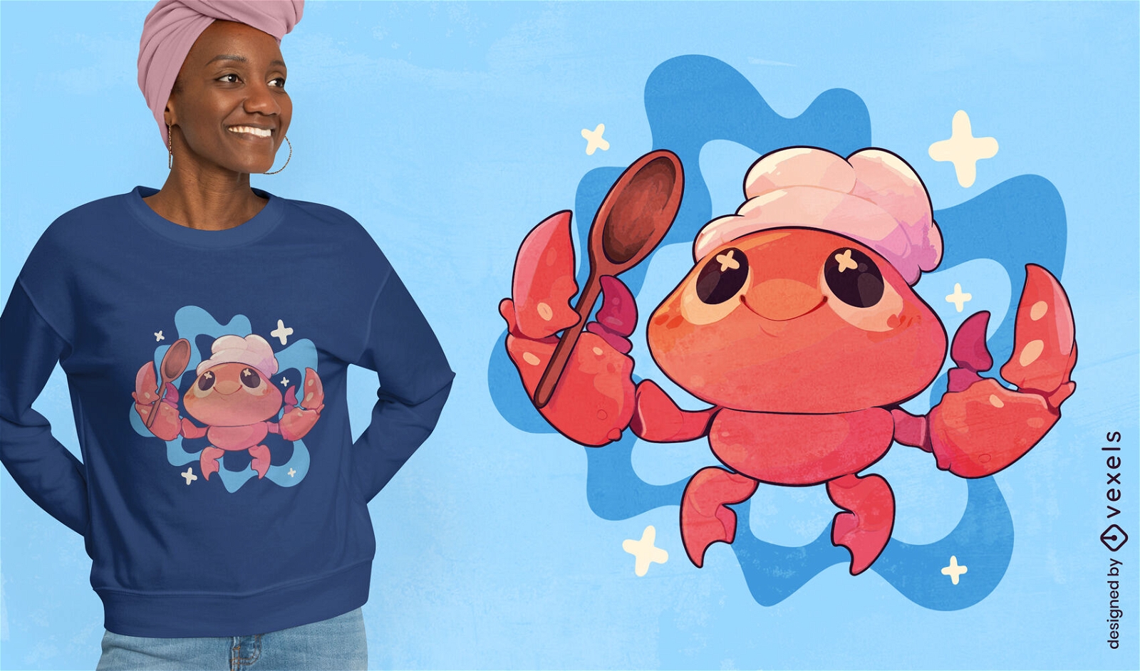 Chef crab t-shirt design