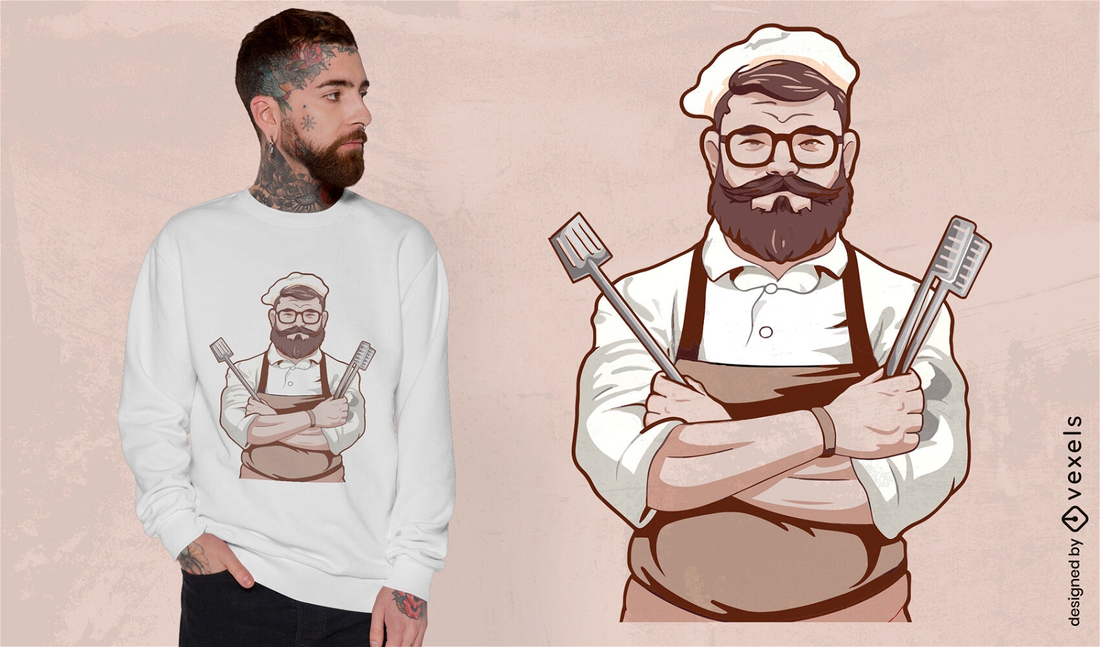 Diseño de camiseta de chef de barbacoa.