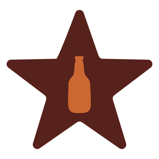 Botella de cerveza en un icono en forma de estrella Diseño PNG