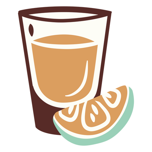 Glass shot of juice with a slice of orange PNG Design