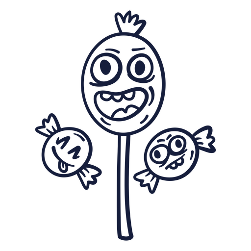 Black and white drawing of a lollipop PNG Design