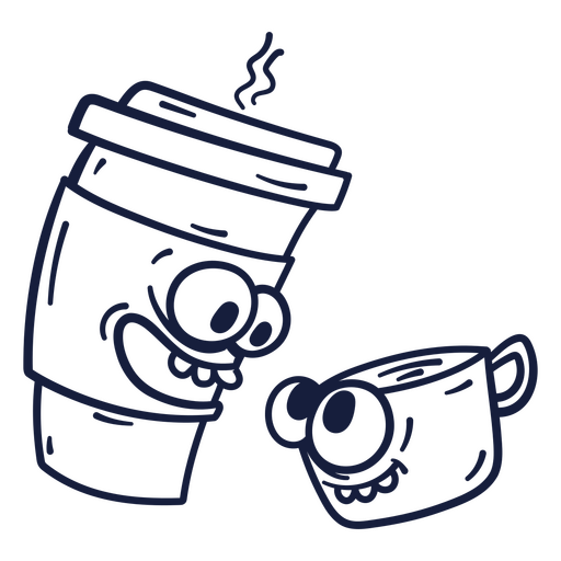 Cartoon-Kaffeetasse und eine Tasse Kaffee PNG-Design