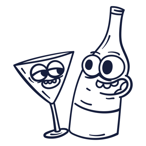 Imagem de desenho animado de uma taça de vinho e uma bebida Desenho PNG