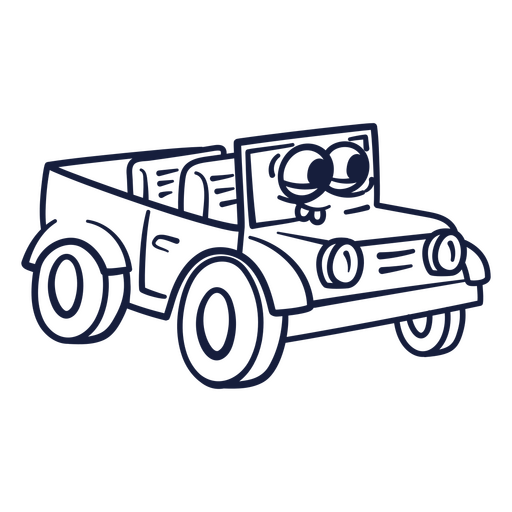 Black and white drawing of a toy car PNG Design