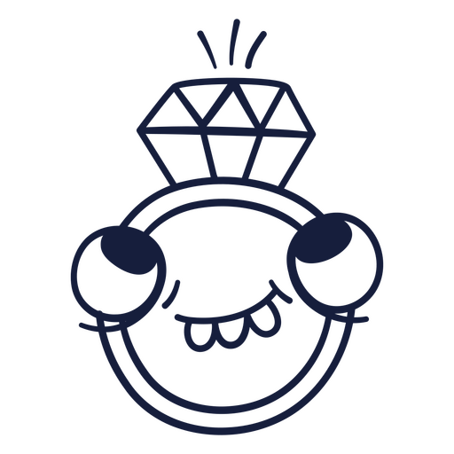 Cartoon-Ring mit einem Diamanten darauf PNG-Design
