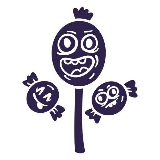 Purple lollipop with two faces on it PNG Design
