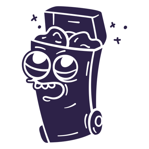 Purple trash can with eyes on it PNG Design