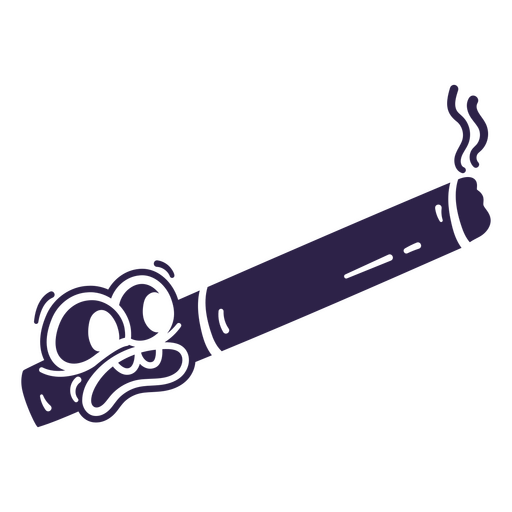 Cartoon cigarette with smoke coming out of it PNG Design