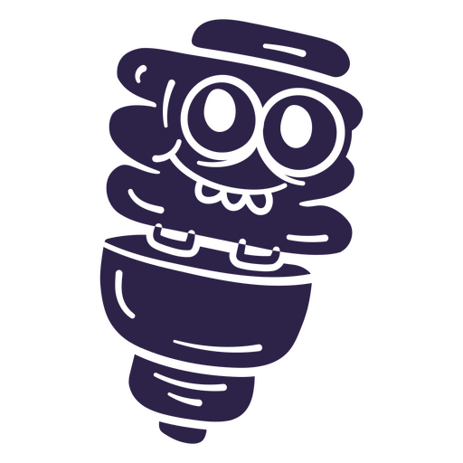 Bombilla de luz violeta con ojos Diseño PNG