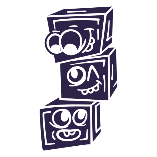 Pilha de blocos roxos com olhos neles Desenho PNG