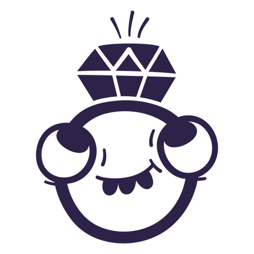 Personagem de desenho animado roxo com uma coroa na cabeça Desenho PNG