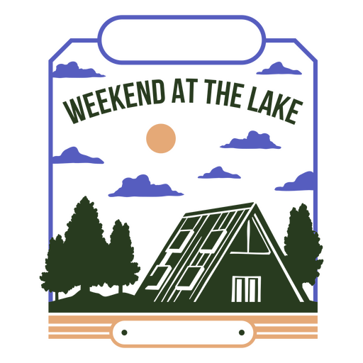 Weekend at the lake camping label PNG Design