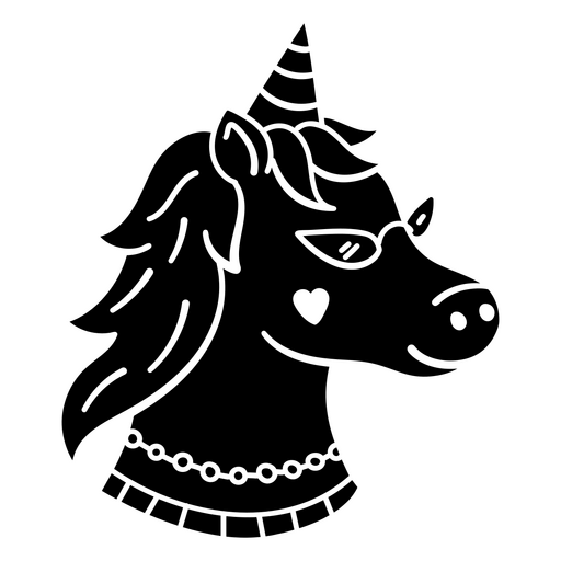 Ilustração estilosa de unicórnio com óculos de sol Desenho PNG