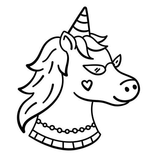 Ilustração de unicórnio caprichosa com acessórios estilosos Desenho PNG