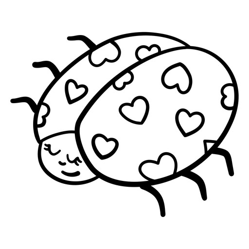 Ilustração fofa de joaninha com corações Desenho PNG