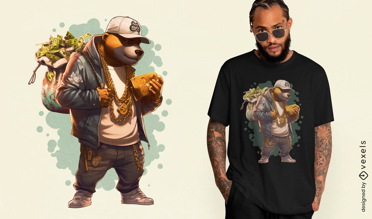 Gangster bear t-shirt design