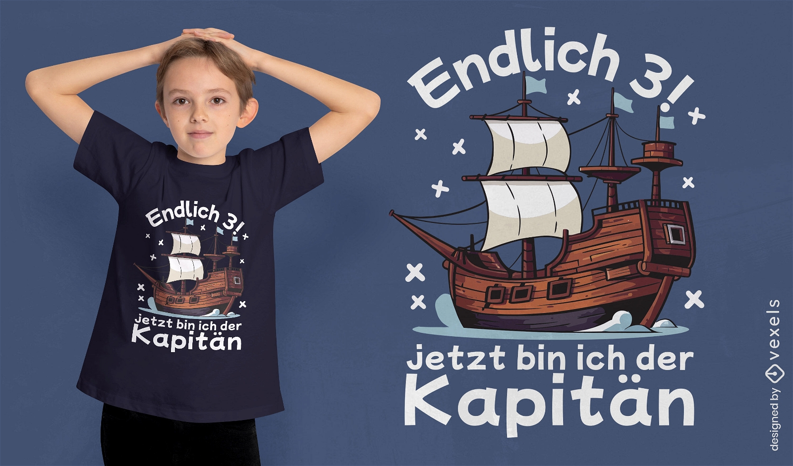 Piratenschiff-Illustrations-T-Shirt-Design