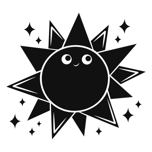 Black sun with stars in the background PNG Design