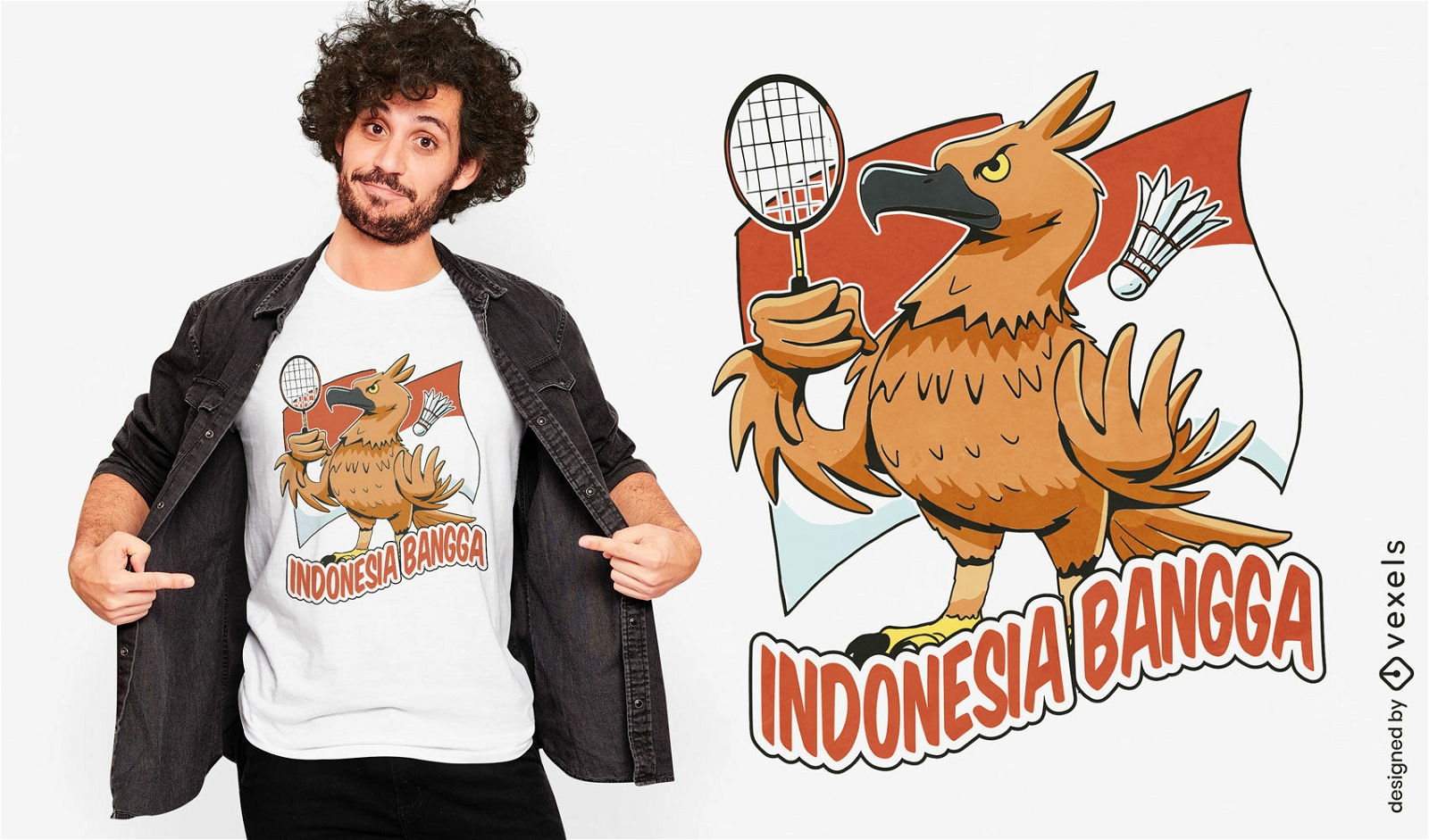 Indonesia bird playing sport t-shirt design