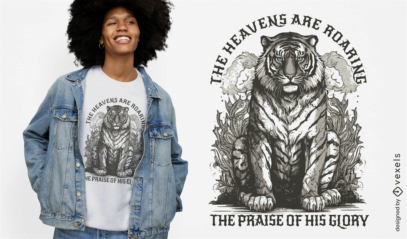 Design de camiseta com citação de tigre rugindo