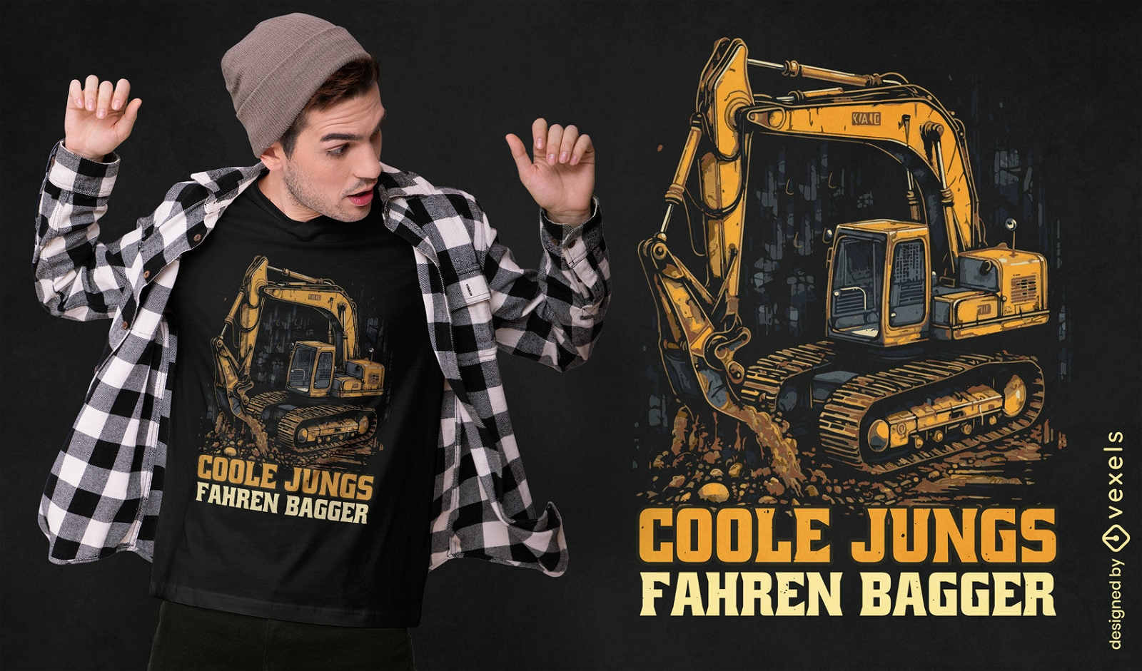 Excavator machine construction t-shirt design