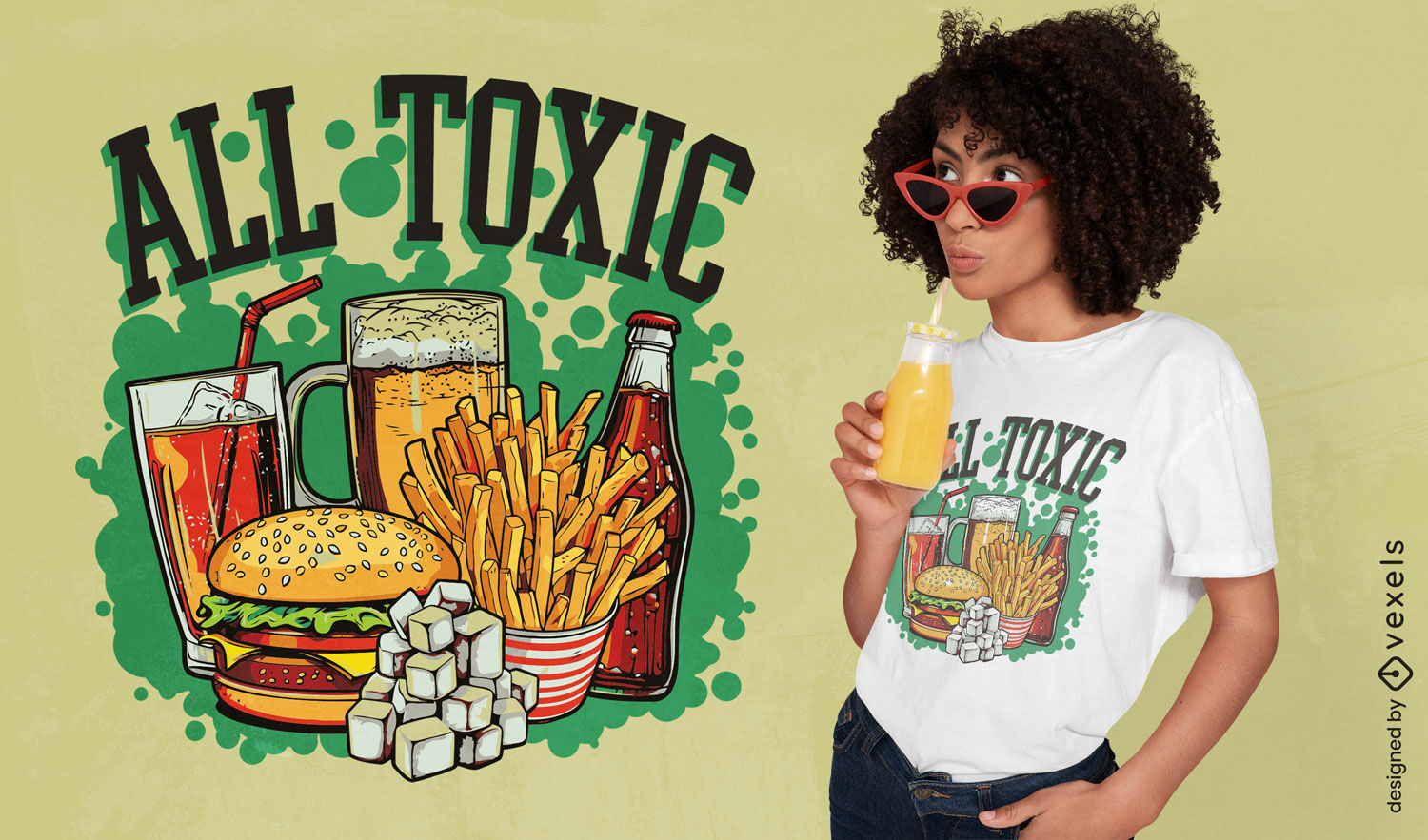 Todo o design de camiseta de junk food tóxico