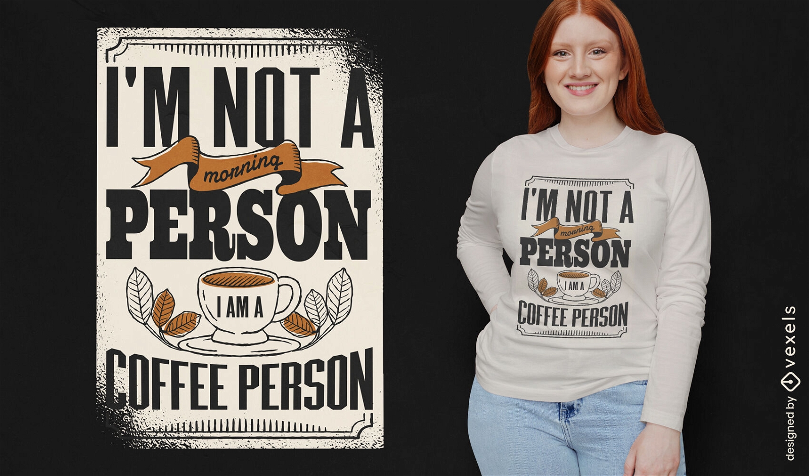 Lustiges Zitat-T-Shirt-Design der Kaffeeperson
