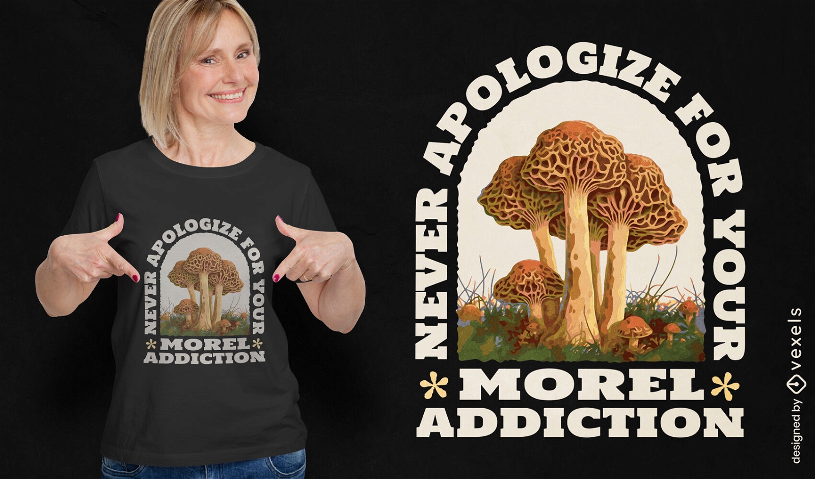 Realistic mushroom t-shirt design
