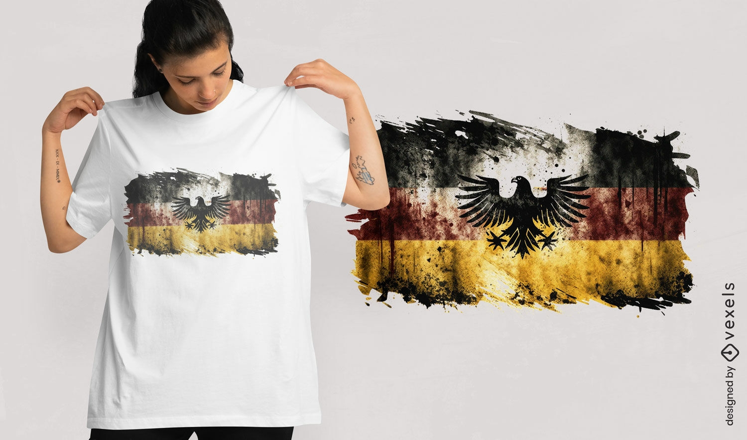 Diseño de camiseta con bandera alemana y águila.