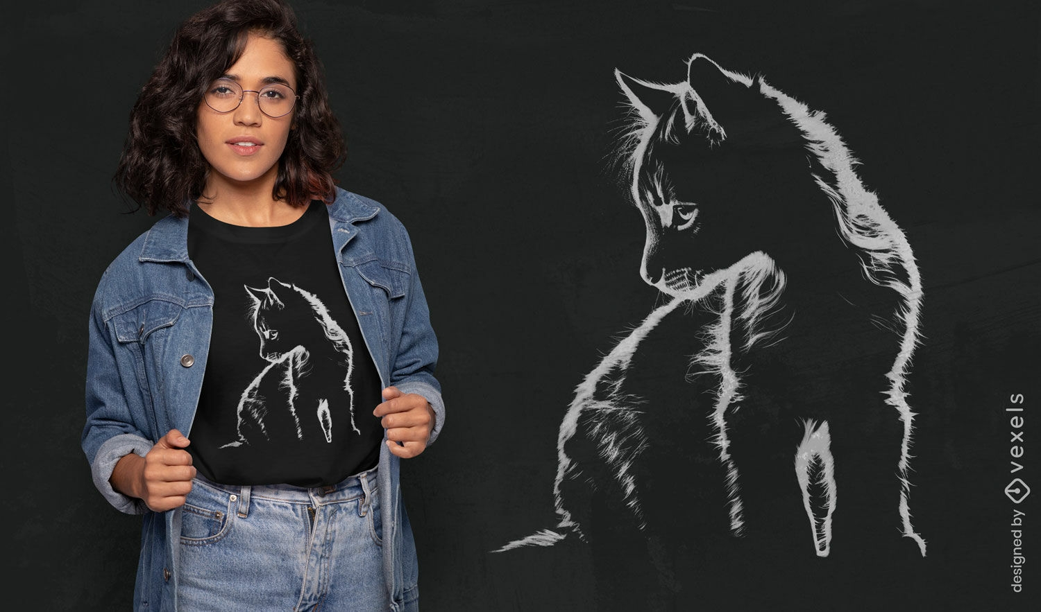 Diseño de camiseta con dibujo de gatito.