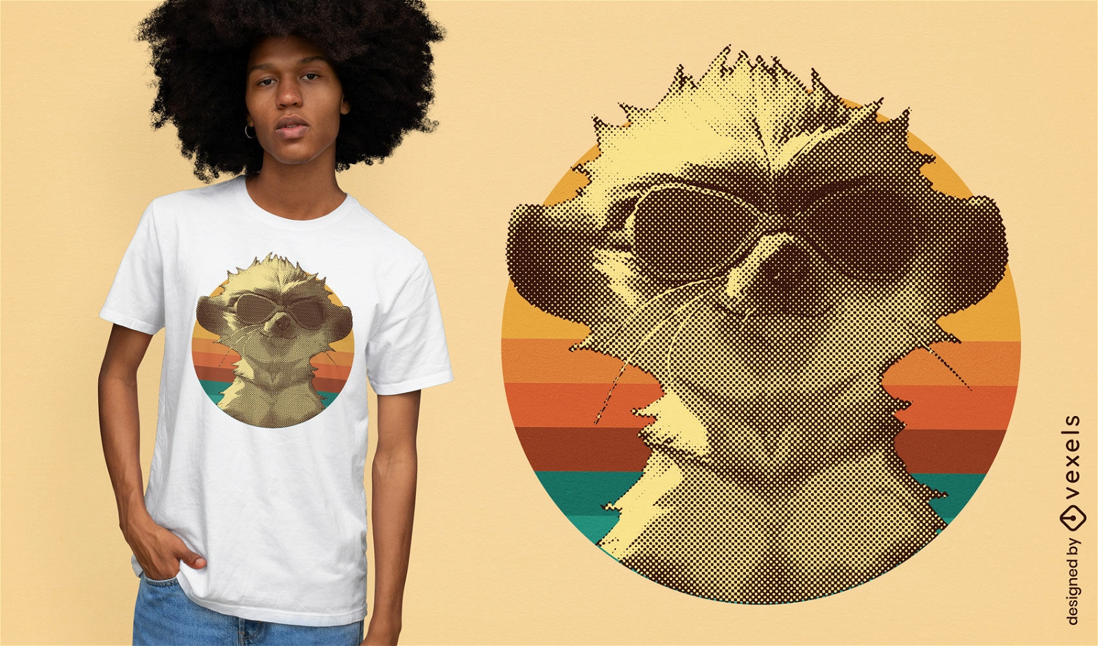 Diseño de camiseta retro animal suricata.