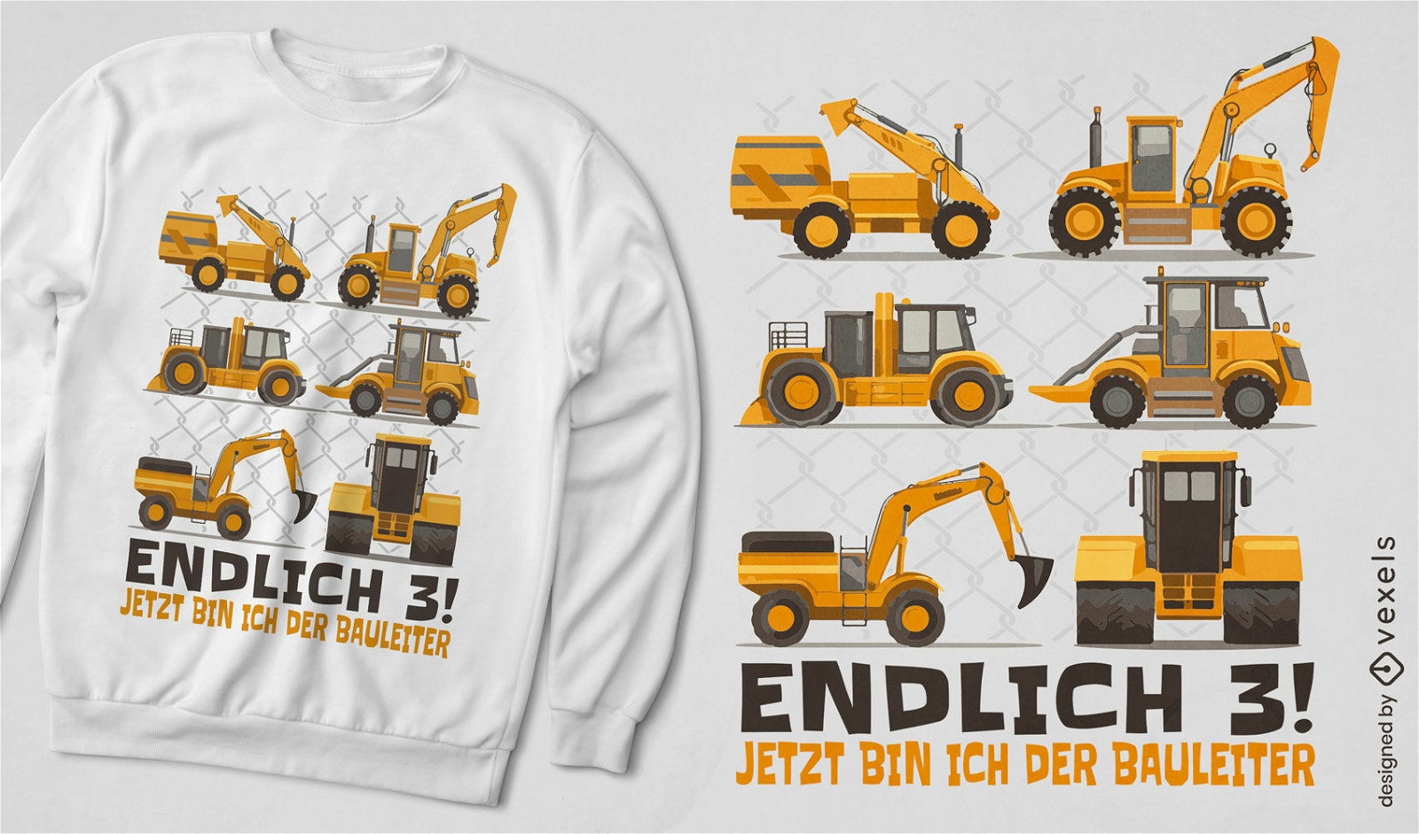 T-Shirt-Design für Baumaschinen
