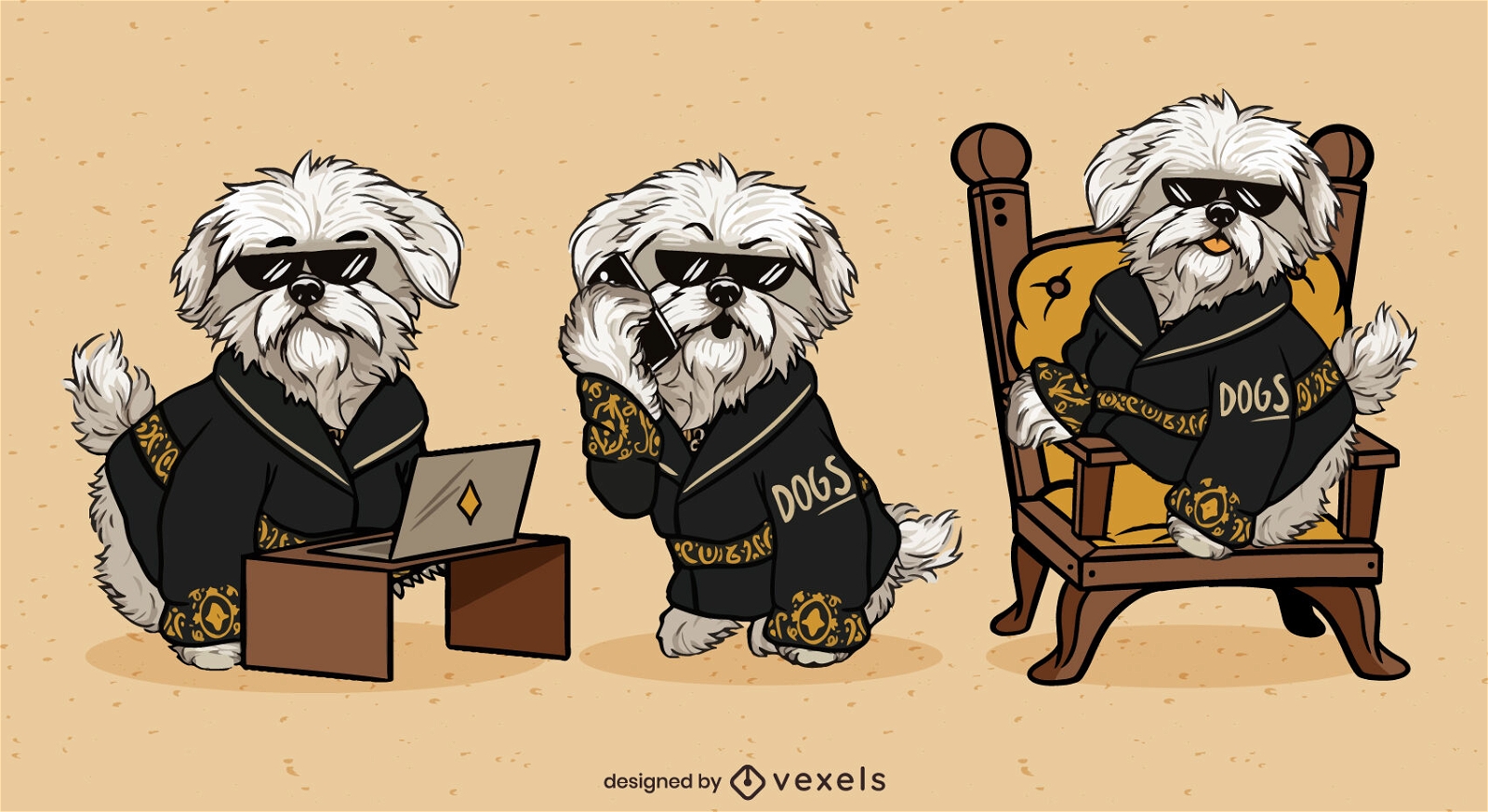 Influencer dog illustration set 