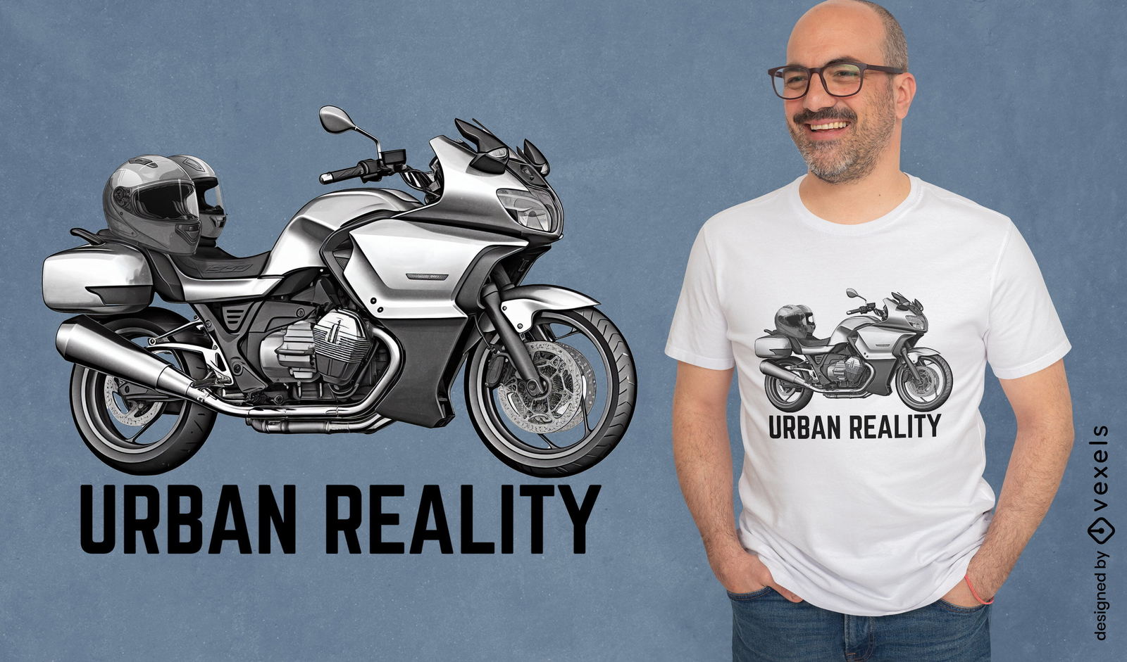 Diseño de camiseta de moto deportiva.