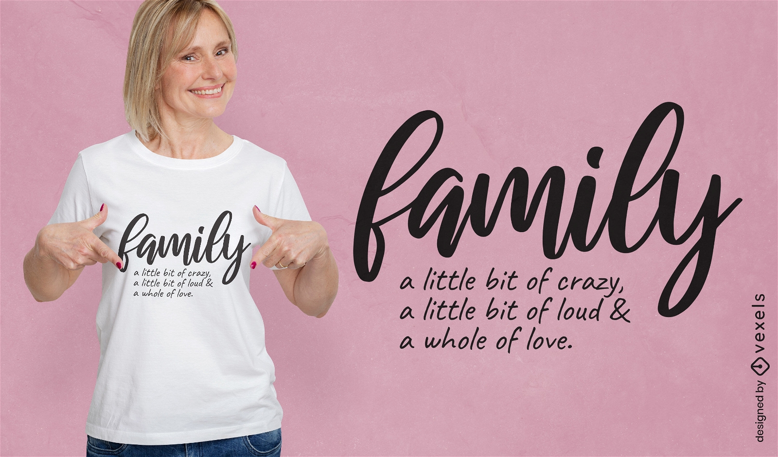 Design de camiseta com citação de família maluca