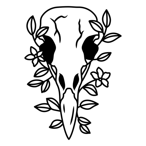 Caveira artística e design floral Desenho PNG