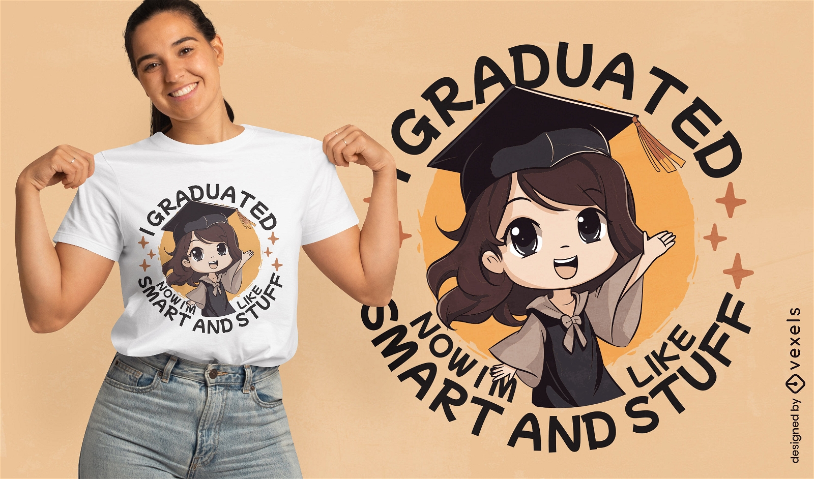 Diseño divertido de camiseta de cita de niña de graduación