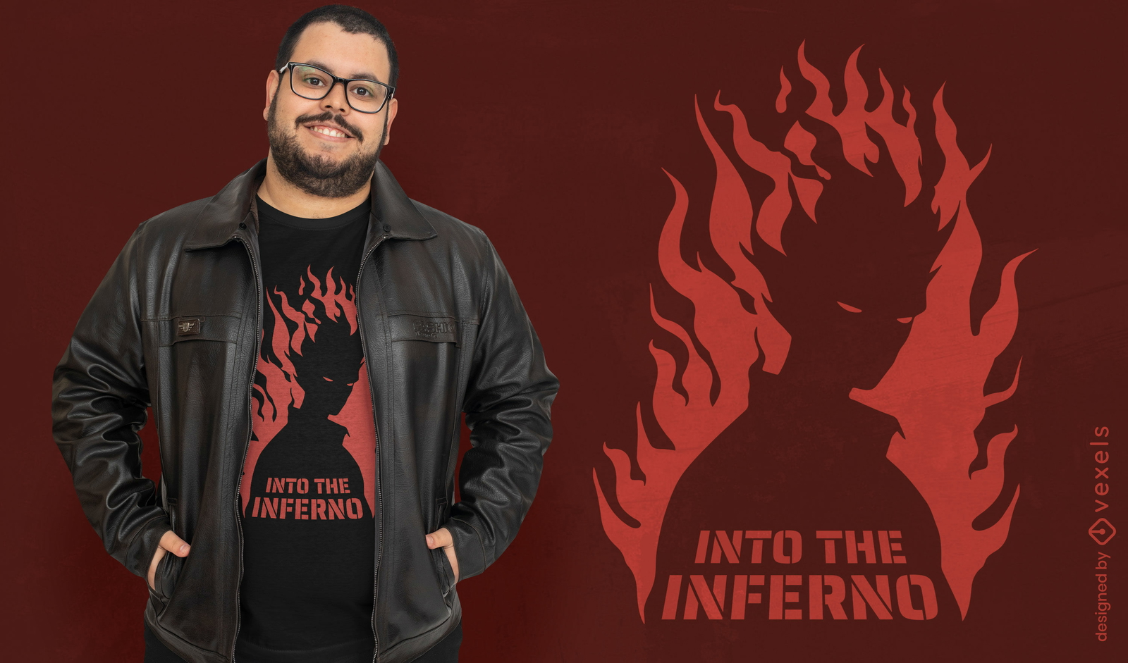 En el diseño de la camiseta del infierno.