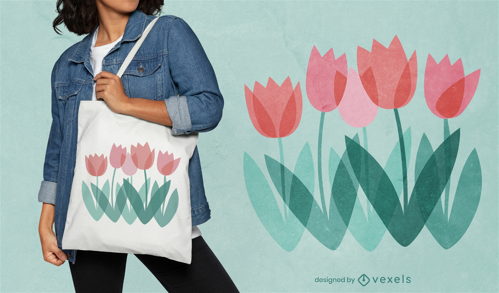 Diseño de bolso tote tulipán
