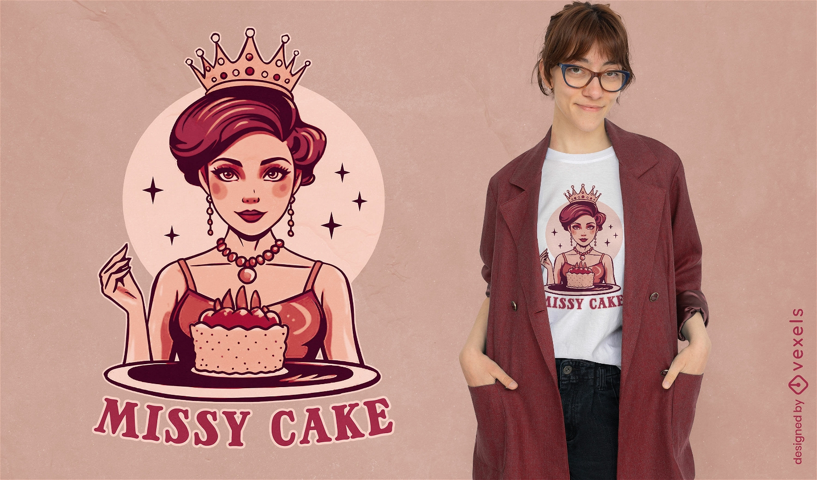 Design de camiseta da mascote Missy Cake