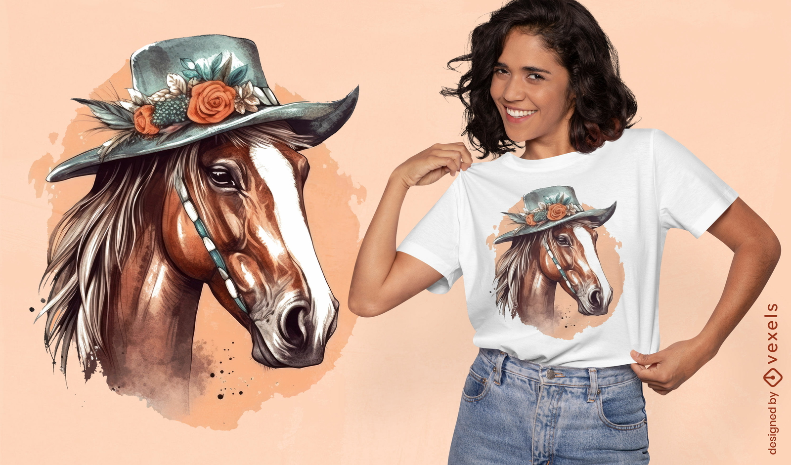 Diseño de camiseta de caballo bohemio.