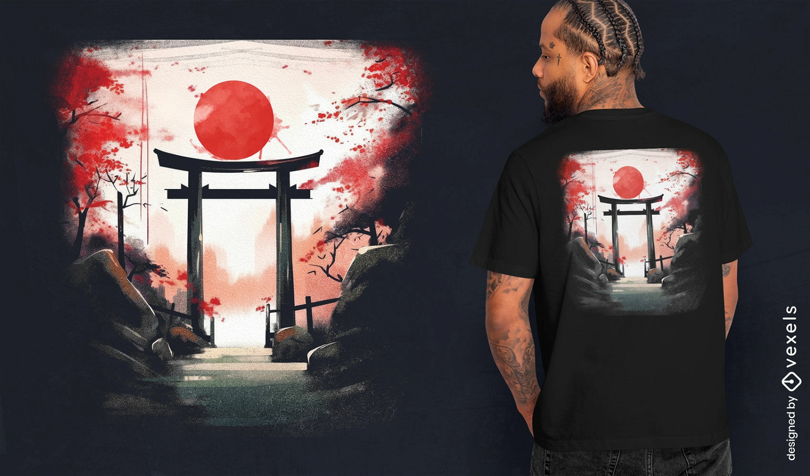 Design de camiseta japonesa torii gate