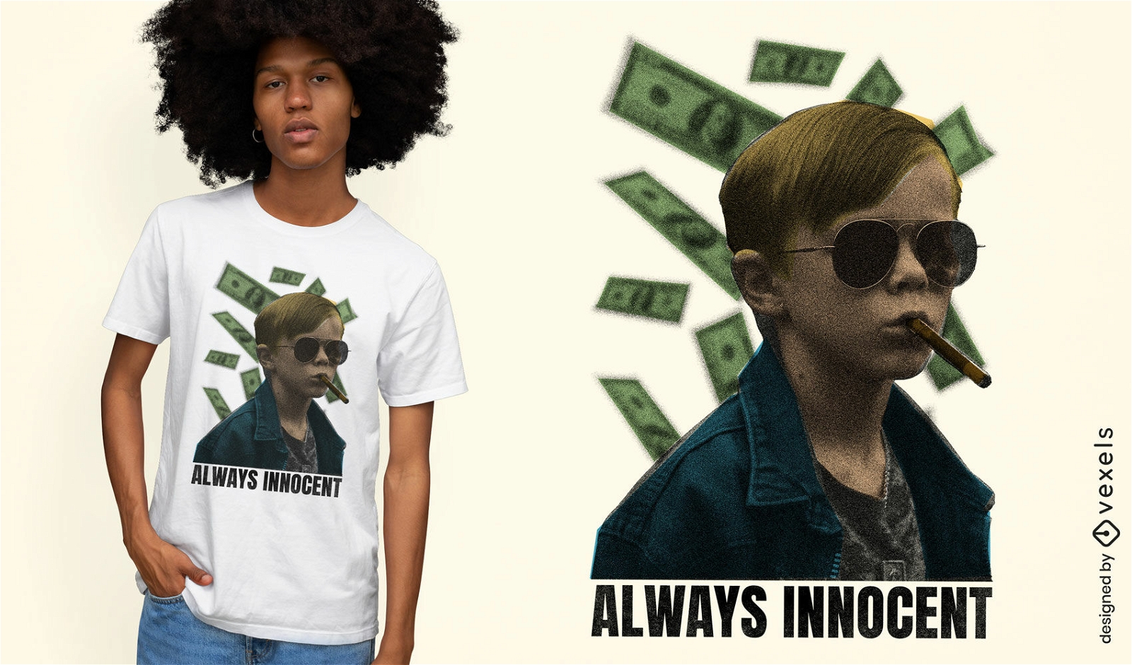 Design satírico de citações e camisetas com dinheiro