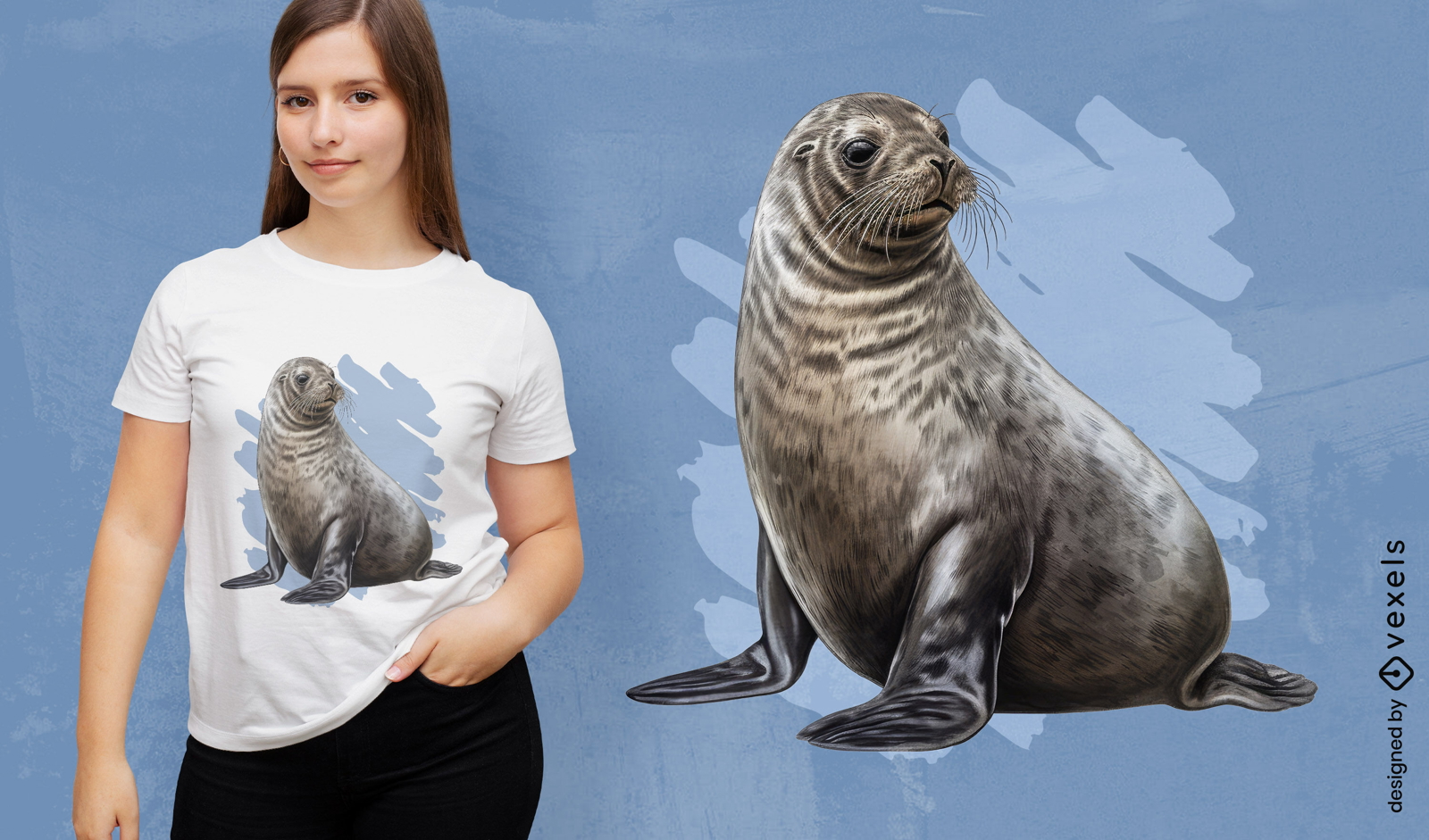 Diseño de camiseta de foca realista