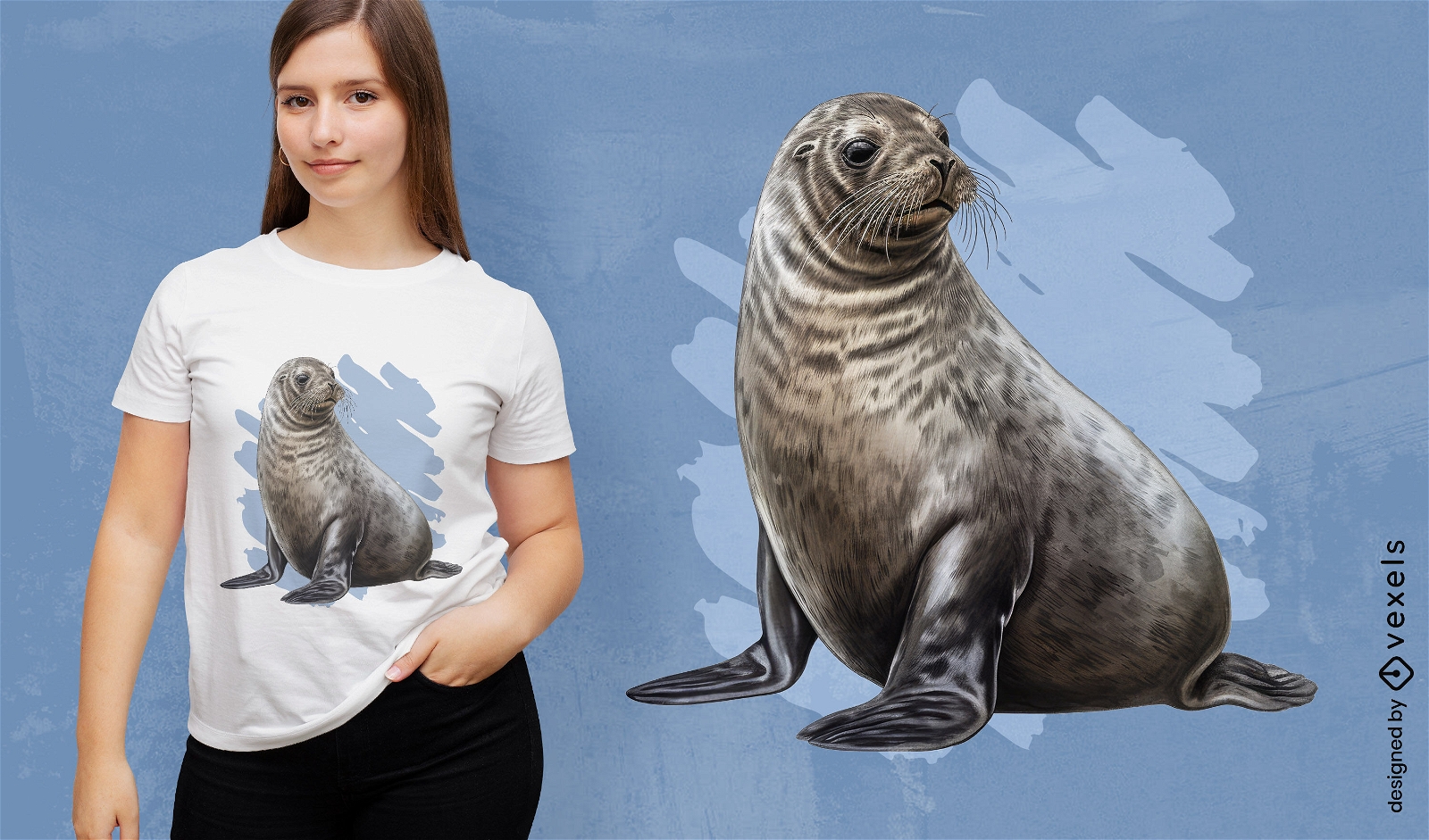 Realistic seal t-shirt design