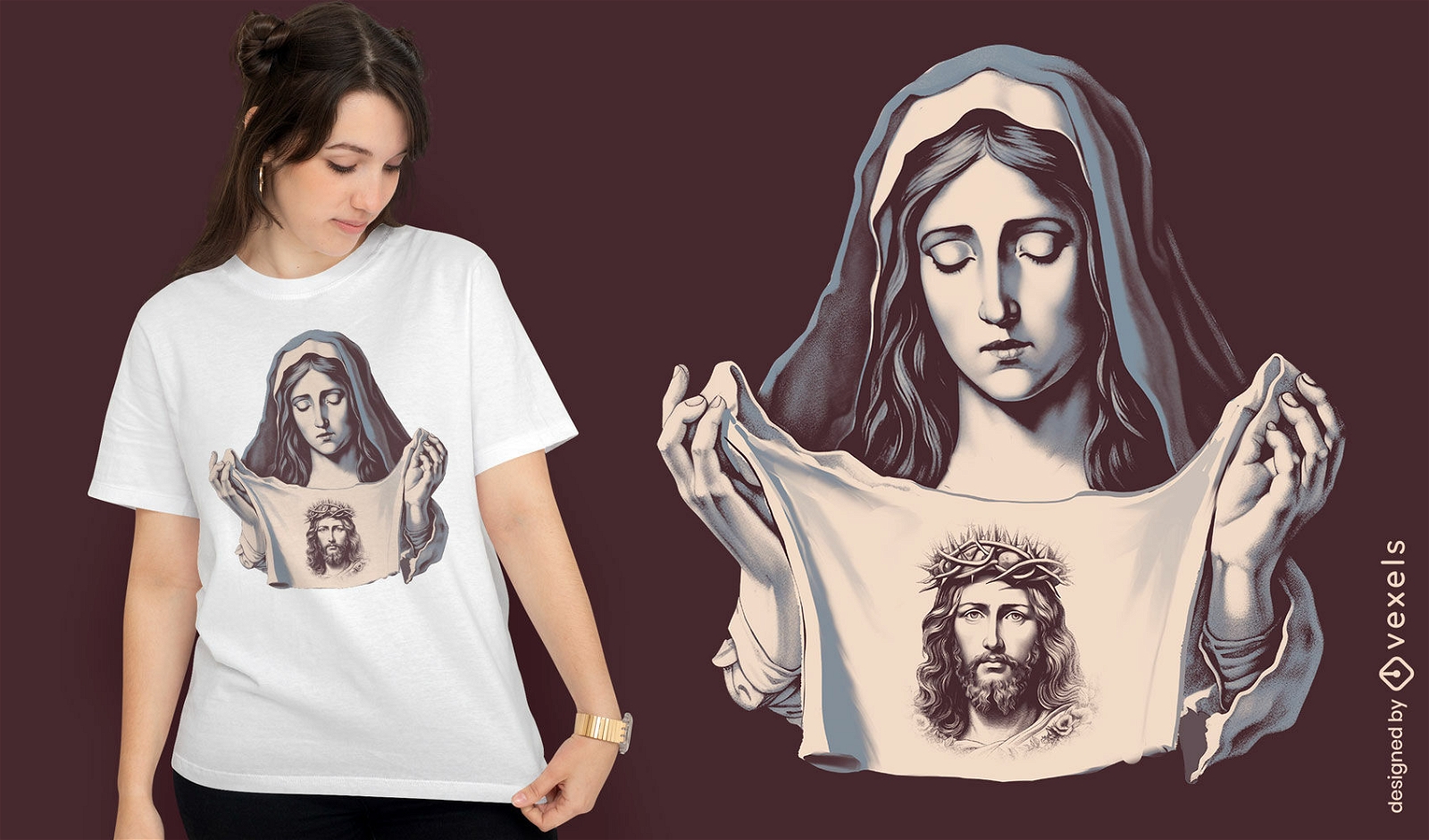 Design de camisetas com figuras de arte sacra