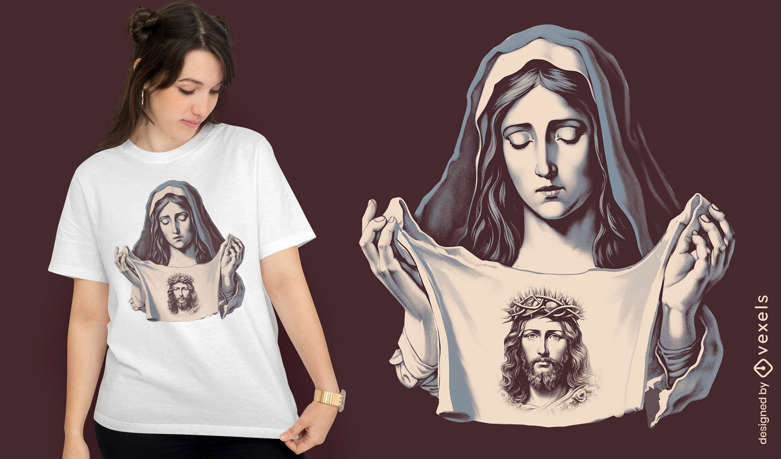Diseño de camiseta de figuras de arte sacro.
