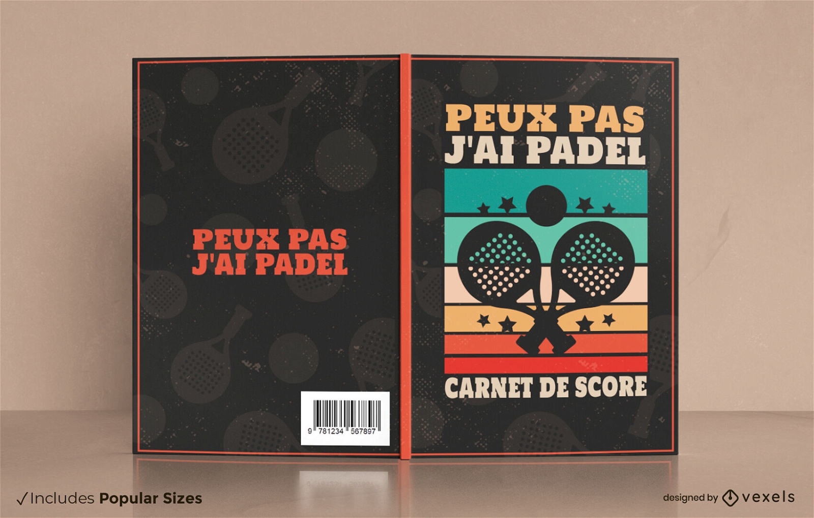 Padel score tracker design de capa de livro retrô KDP